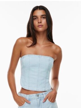 Aritzia denim forum corset zip top